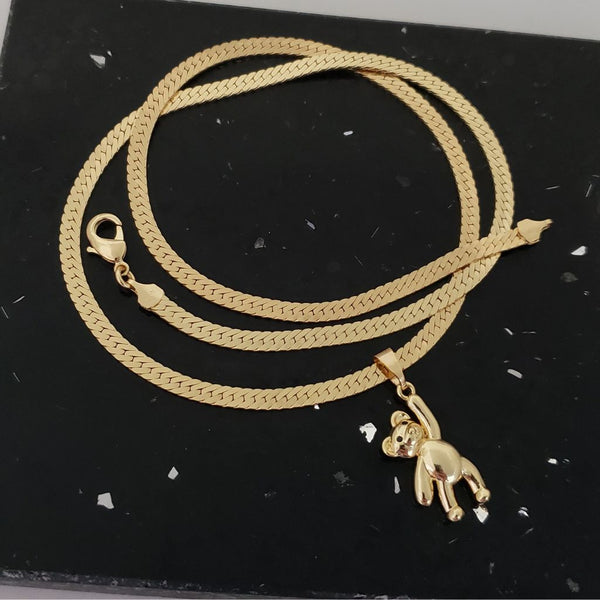 Cadena De Dama De Tejido Serpiente de 50cm-5mm De Grosor + Dije de Oso