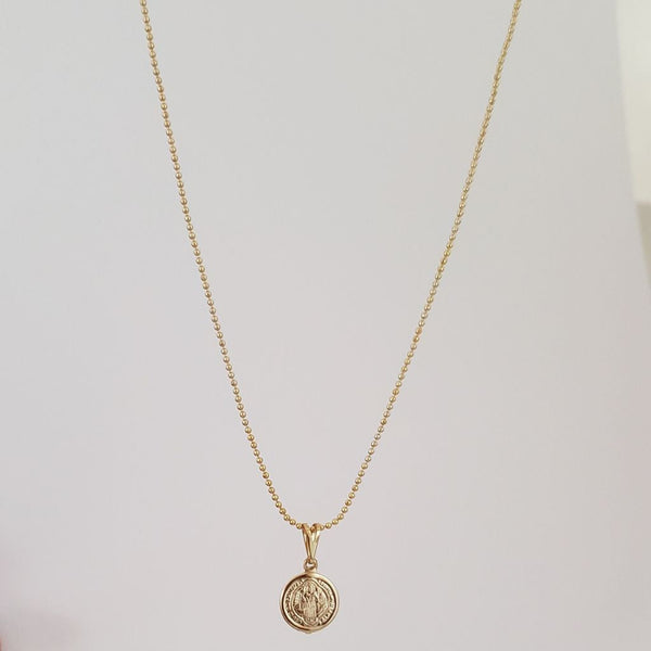 Cadena de Dama de Tejido Militar de 50cm-1mm De Grosor + Dije De San Benito