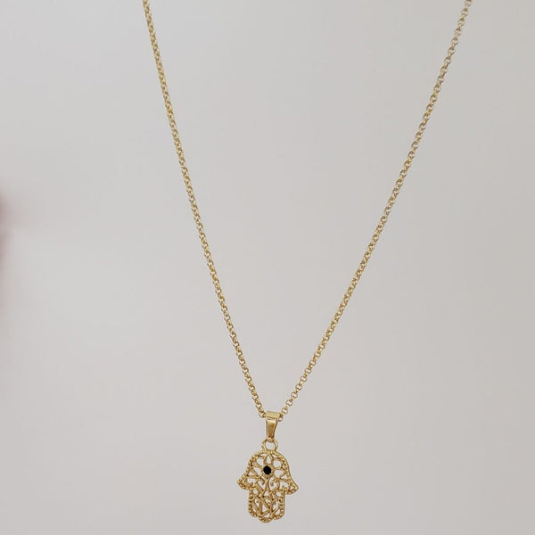 Cadena De Dama De Tejido Aros de 50cm-1mm De Grosor + Dije de Mano Jamsa