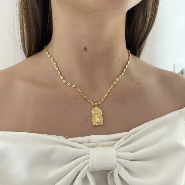 Cadena de Dama De Tejido Gucci de 50cm-3mm De Grosor + Dije de La Virgen De Guadalupe