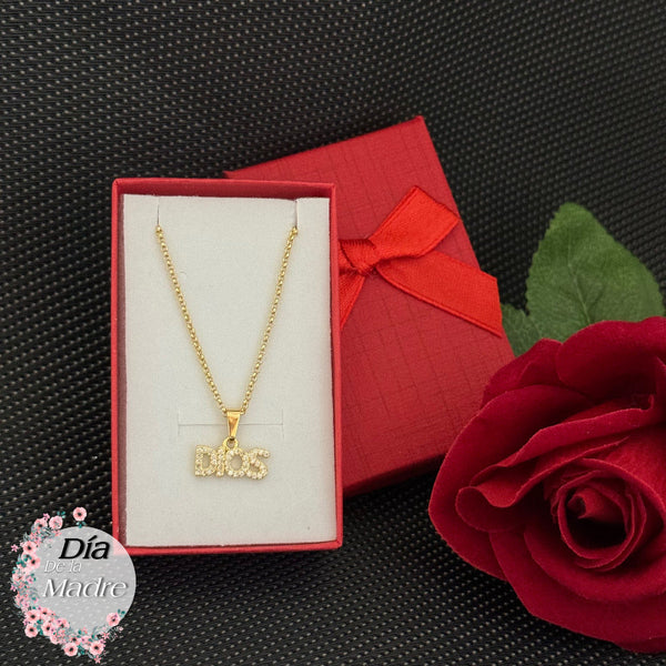 Cadena De Dama De Tejido Rolón De 50cm-1mm De Grosor + Dije De 'DIOS' + Envío Gratis