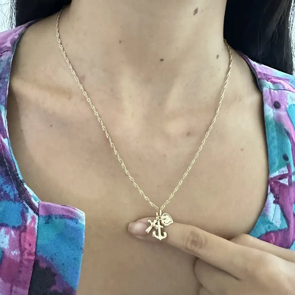 Cadena De Dama de Tejido Singapur de 50cm-2mm De Grosor + Dije de Las Tres Gracias